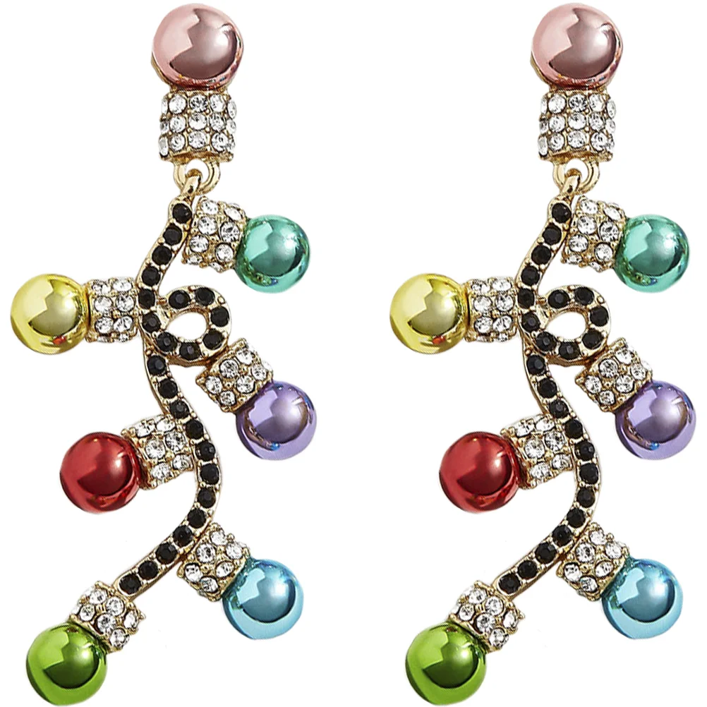 

1 Pair Christmas Rhinestone Earring Christmas Pearls Earrings Dangle Drop Earrings