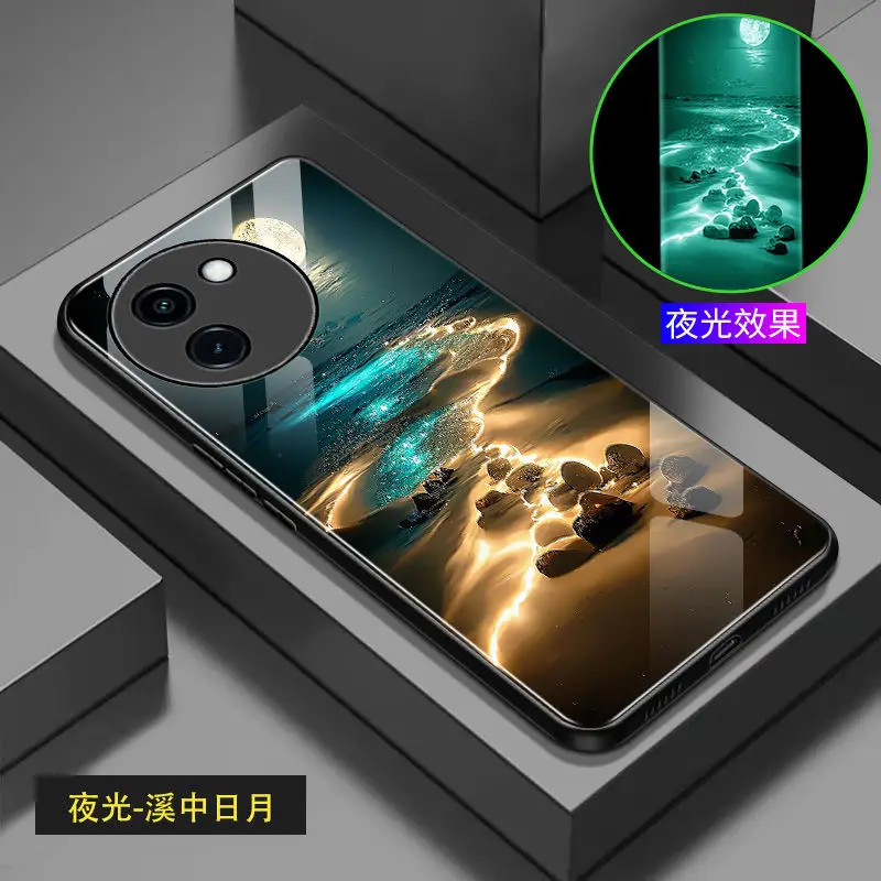 Светящийся телефон для Vivo Y200i чехол с изображением пляжа светящийся Темный ЧЕХОЛ