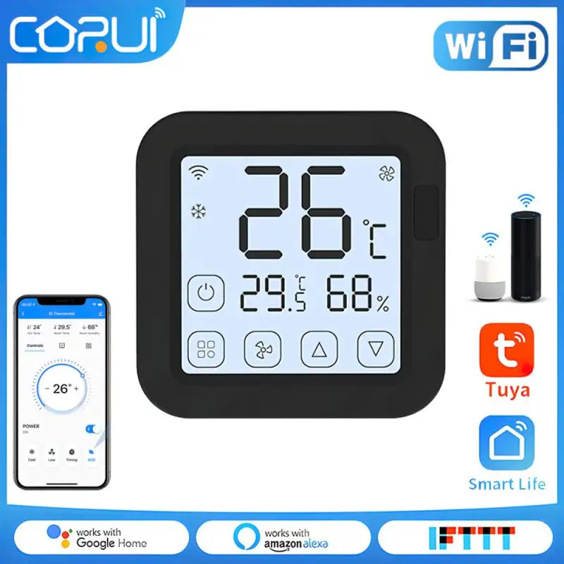 

Wireless Tuya Temperature And Humidity Sensor Lcd Screen Touch Button Wifi Ir Thermostat Smart Home Timing