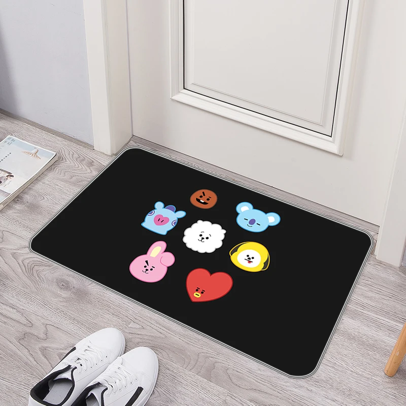 

Нескользящий и моющийся кухонный коврик BT21, Придверный коврик для входной двери, коврики для домашней гостиной, для ванной комнаты