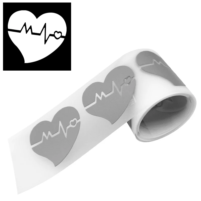 

100X3cm Reflective Fabric Patch Heart Electrocardiogram Reflective High Bright Clothes Stickers DIY Iron On Heat Transfer Patch