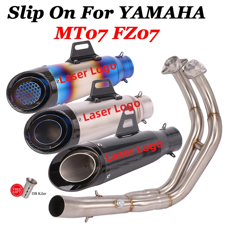 

For Yamaha R7 MT07 FZ07 2021 2022 2023 Motorcycle Full Exhaust System Motorcross Exhaust Front Link Pipe Moto Escape Muffler