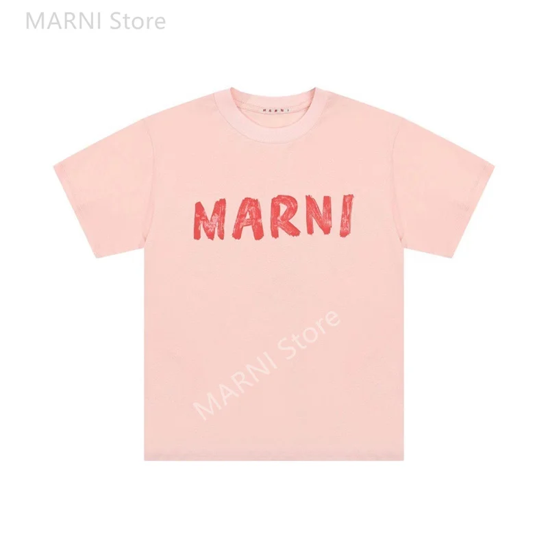 

MARNI Graffiti Letter Logo Short Sleeve Top Tee Summer New High Quality Cotton Fashion T Shirt Women Clothing