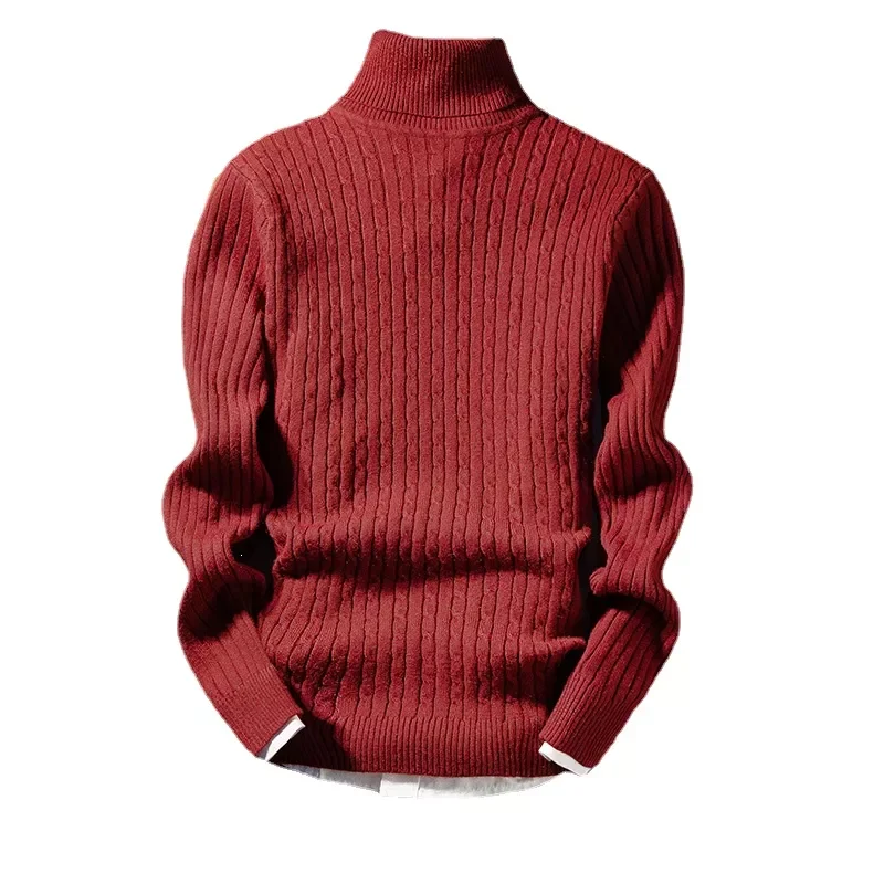 

Новинка 2022, Осенний плотный теплый свитер, Мужской пуловер с высоким воротом, свитеры, облегающие пуловеры, Мужская трикотажная одежда, Мужс...