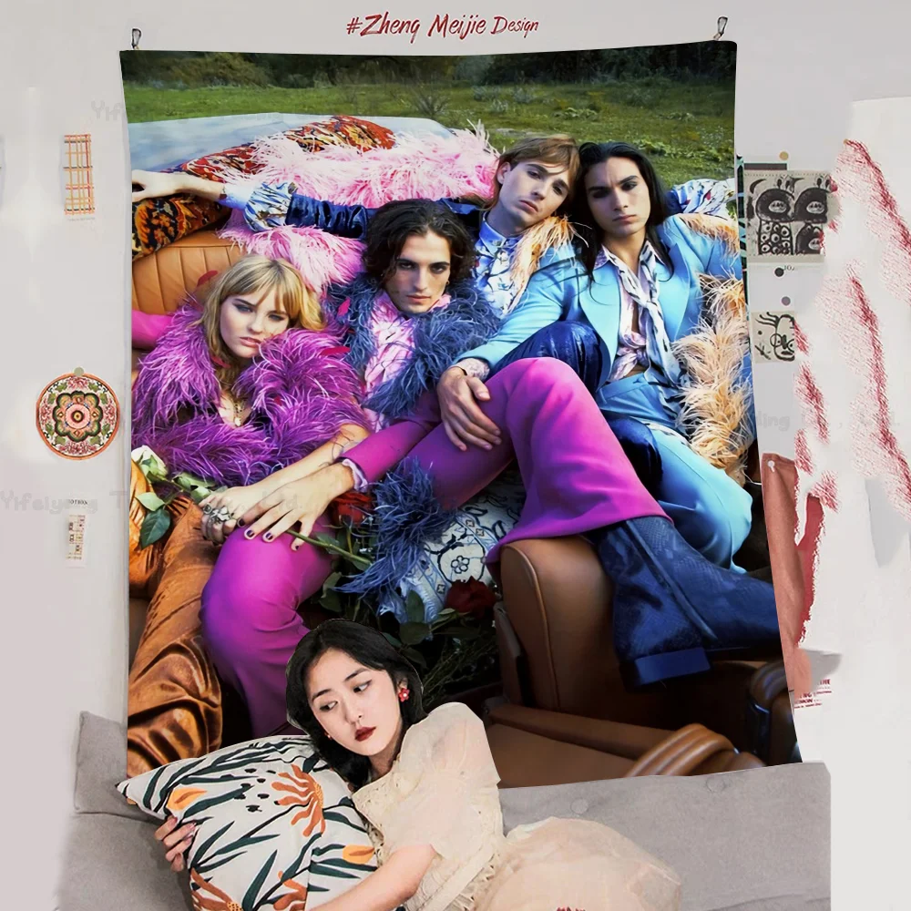 Maneskin Damiano David Chart Tapestry Home Decoration Hippie Bohemian Divination Wall Hanging Decor