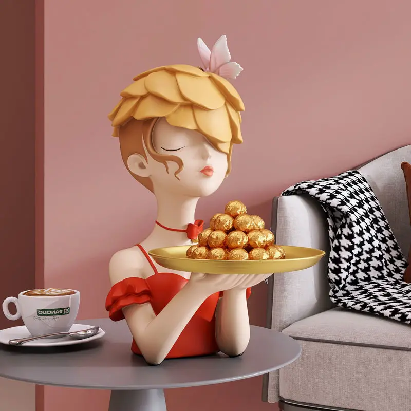 

Современная полимерная Цветочная голова для девушек, предметы для хранения, домашняя гостиная, настольные статуэтки, украшение для журнального столика, ремесла