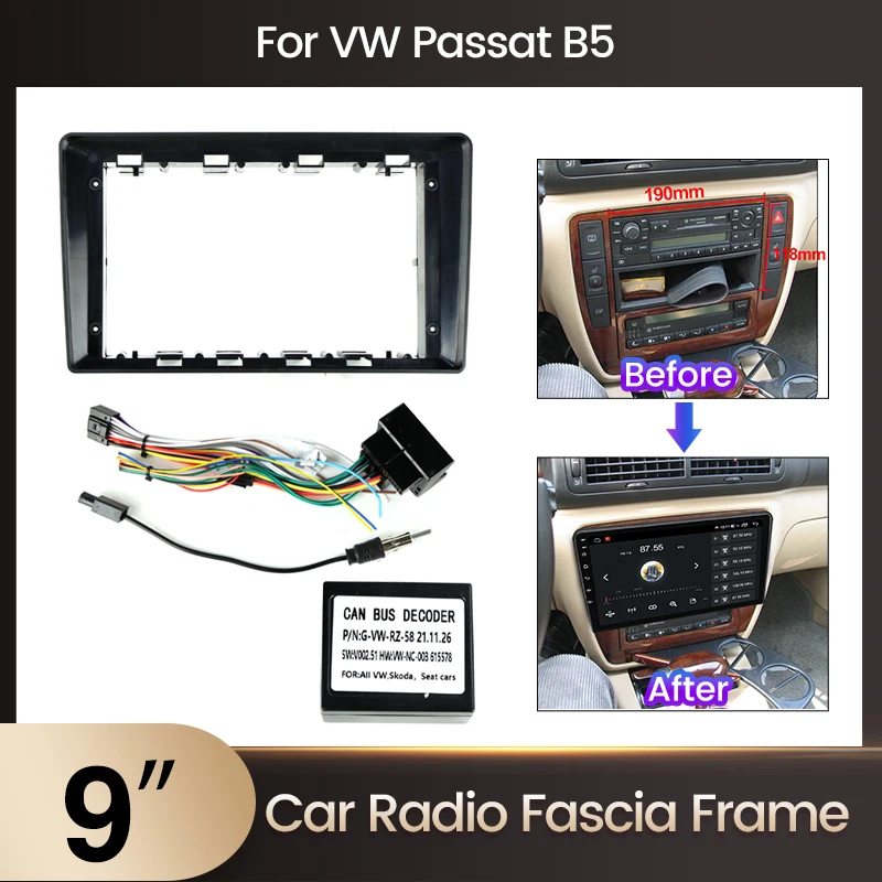 Панель приборной панели 2 Din для VW Passat B5 переходная рама DVD-плеера кабель питания