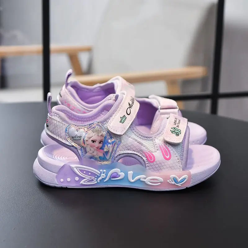 

Новые сандалии для девочек «Холодное сердце 2», Эльза и Анна, детские мягкие туфли для принцесс Disney, европейские размеры 26-37