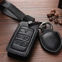genuine leather car key case cover remote shell protector accessories for new land rover range rover evoque discovery sport 5
