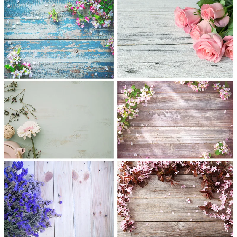 

Vinyl Custom Photography Backdrops Props Flower Wooden floor Photo Studio Background 21922 ZLDT-19