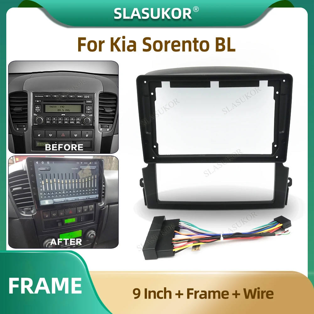 

9 Inch For Kia Sorento BL 2002-2011 Car Radio Fascia Car Radio Panel Wire Sleeve Frame Dashboard Original Accessories