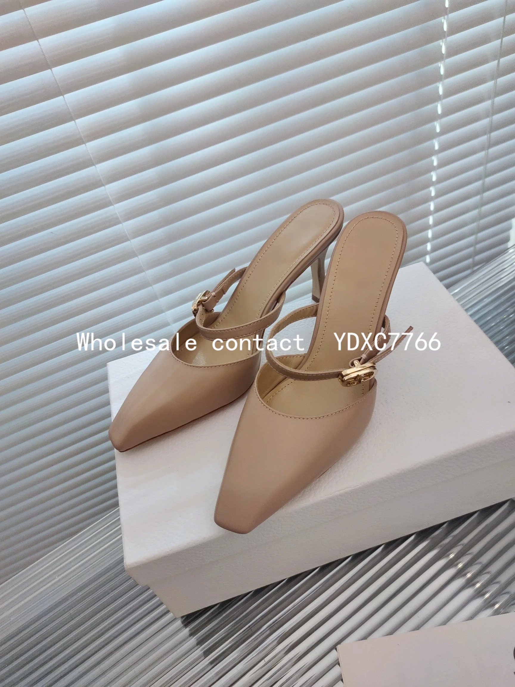 New style Baotou semi slippers women's 2022 summer fashion Korean version European and American sexy pointed high heels sandals