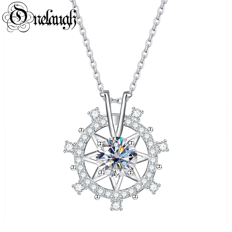 

Onelaugh 1ct Round D Color Moissanite Diamond Rudder Pendant Necklace for Women 925 Sterling Silver Moissanite Lab Diamond Chain