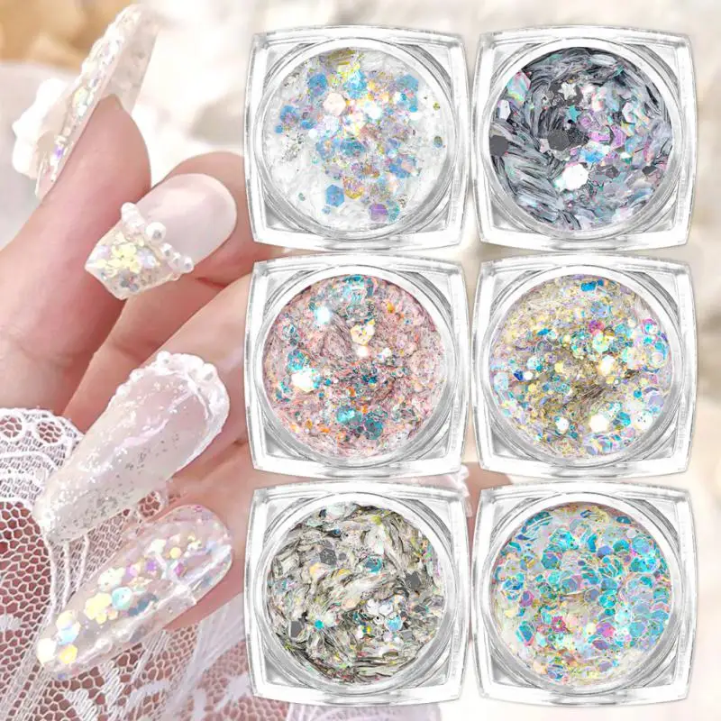 

Gold Silver Nail Art Sequins 3D Glitter Paillettes Nail Accessories Nail Decoration Patch Nail Art manicure Flakes Sparkling