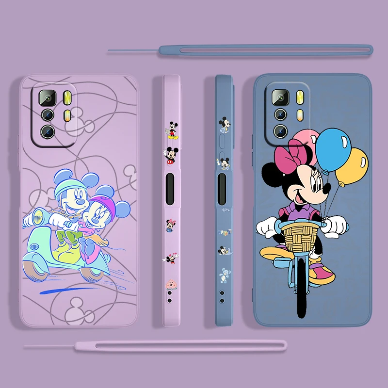 

Anime Mickey Mouse Cute Phone Case For Xiaomi Redmi Note 11 11S 10 10S 9 9S 9T 8 8T 7 5 Pro 5G TPU Liquid Left Rope Fundas Cover