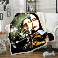 singer marilyn manson 3d design fleece blanket plush velvet home bedspread travel bed sofa cover 010