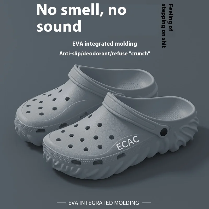 Фото Новинка 2023 года, женская летняя уличная одежда Crocs, нескользящая толстая мягкая подошва, дышащая пляжная обувь из ЭВА, двойная пляжная обувь с головой Бао №4