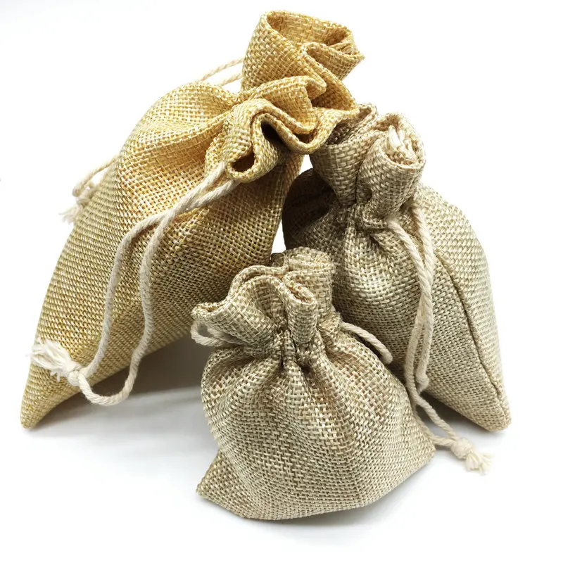 Promotion Jewelry Display Joyero Organizador 50pcs Linen Jewelry Travel Pouch Ring Beads Mini Candy Packing Gift 130*10mm