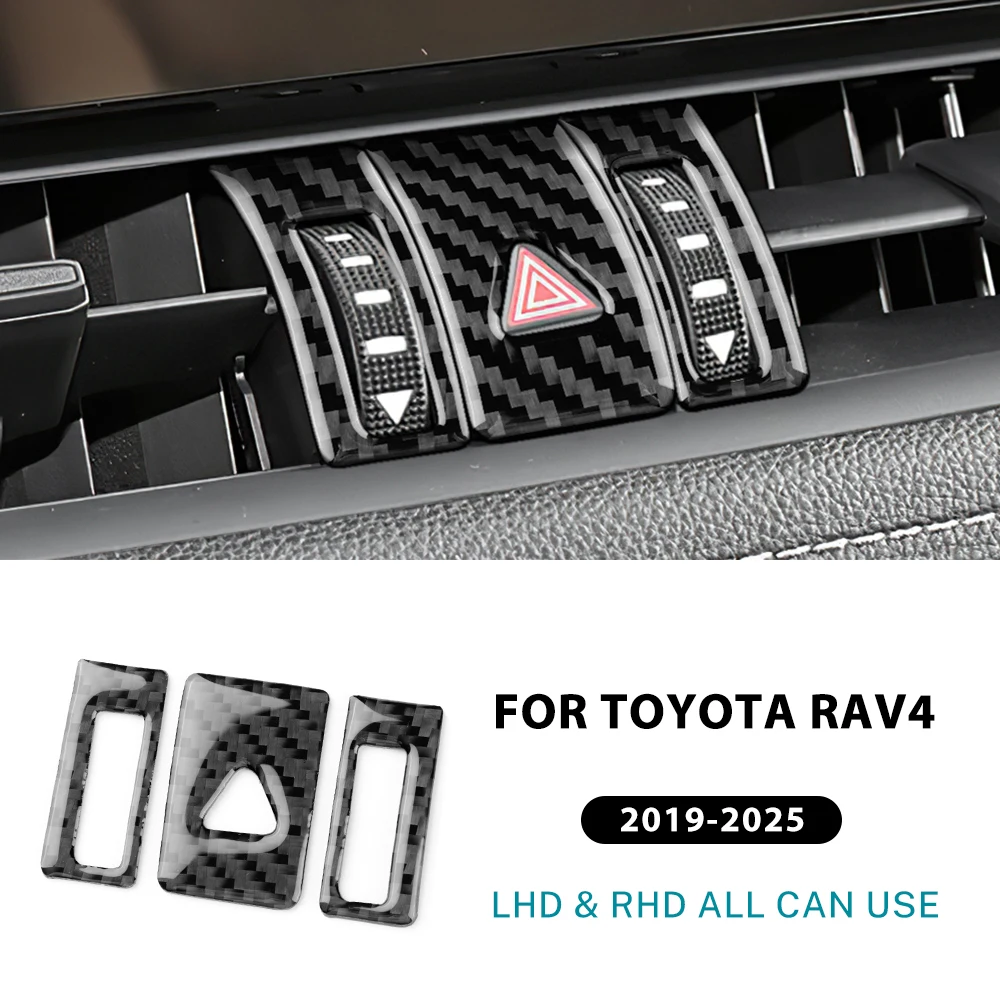 

Настоящая мягкая наклейка из углеродного волокна для Toyota RAV4 XA50 2019 2023 2024 2025 LHD RHD, автомобильная центральная сигнальная лампа, кнопка, отделка