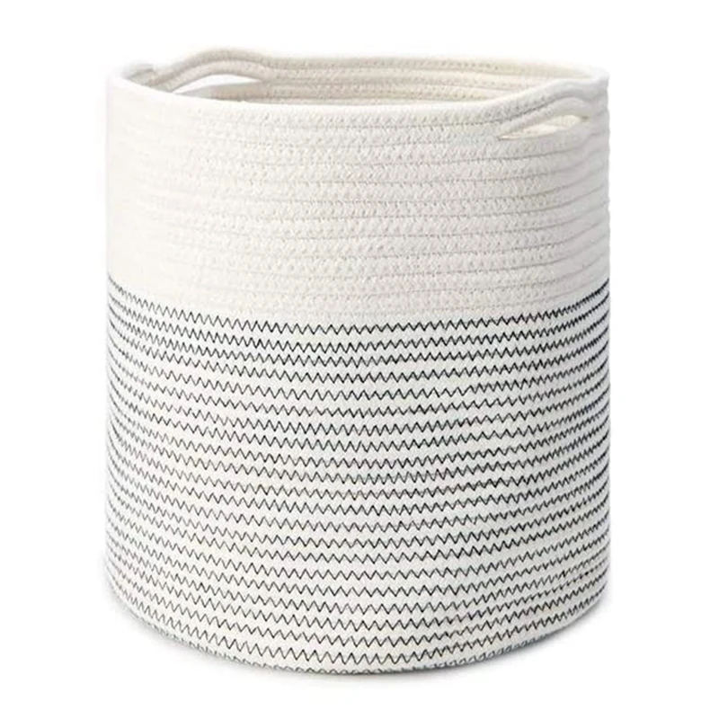 

Корзина для растений из хлопкового шнура, современные маленькие круглые корзины, комнатный горшок для цветов с ручками, органайзер для хран...