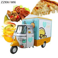 customized electric mobile food tricycle truck with full kitchen ape coffee snack food vending cart with ce