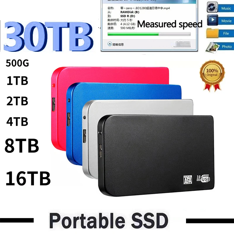 

Original High-speed 1TB SSD 500GB Portable External Solid State Hard Drive USB3.0 Interface HDD Mobile Hard Drive For Laptop/mac