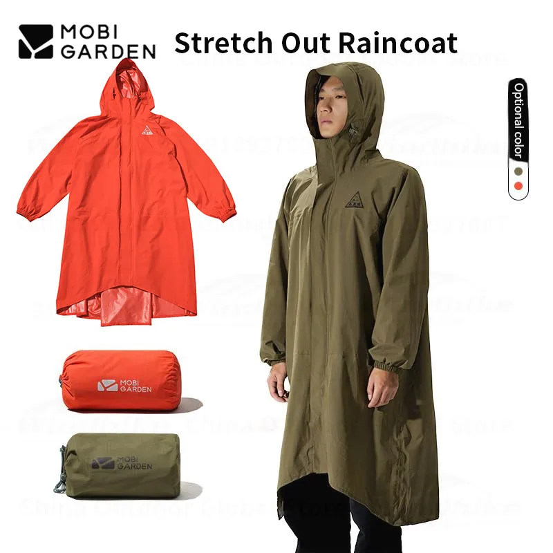 

MOBI GARDEN Outdoor Hiking Mountaineering Camping Raincoat Windproof Rain Poncho Single Piece Portable Lightweight Hooded Jacket