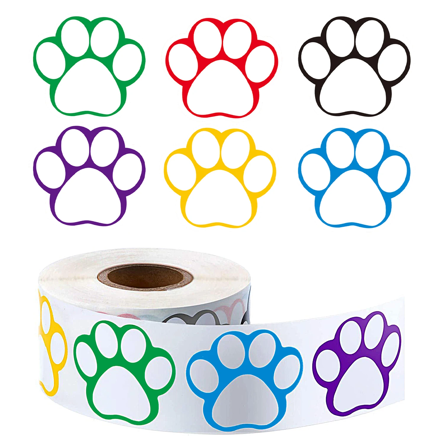 

500Pcs Color Black Paw Print Stickers Teacher Student Stationery Dog Cat Bear Paw Labels Stickers for Laptop Reward Stickers