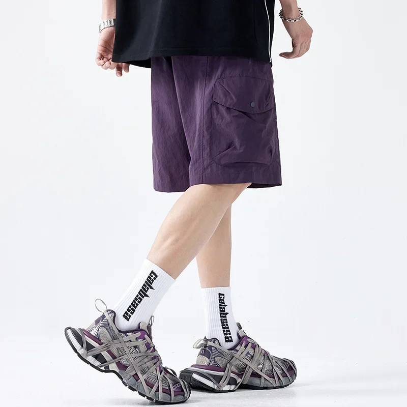 Лето 2024 модные мужские шорты свободный крой повседневный стиль длина пяти минут