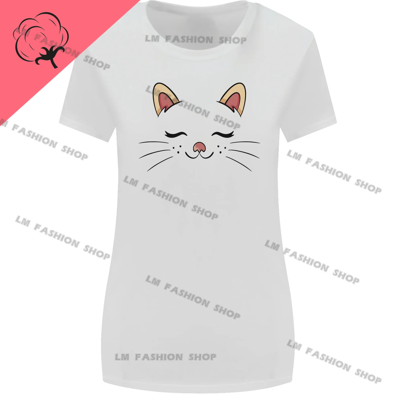 Футболка мужская хлопковая с принтом кошачье лицо