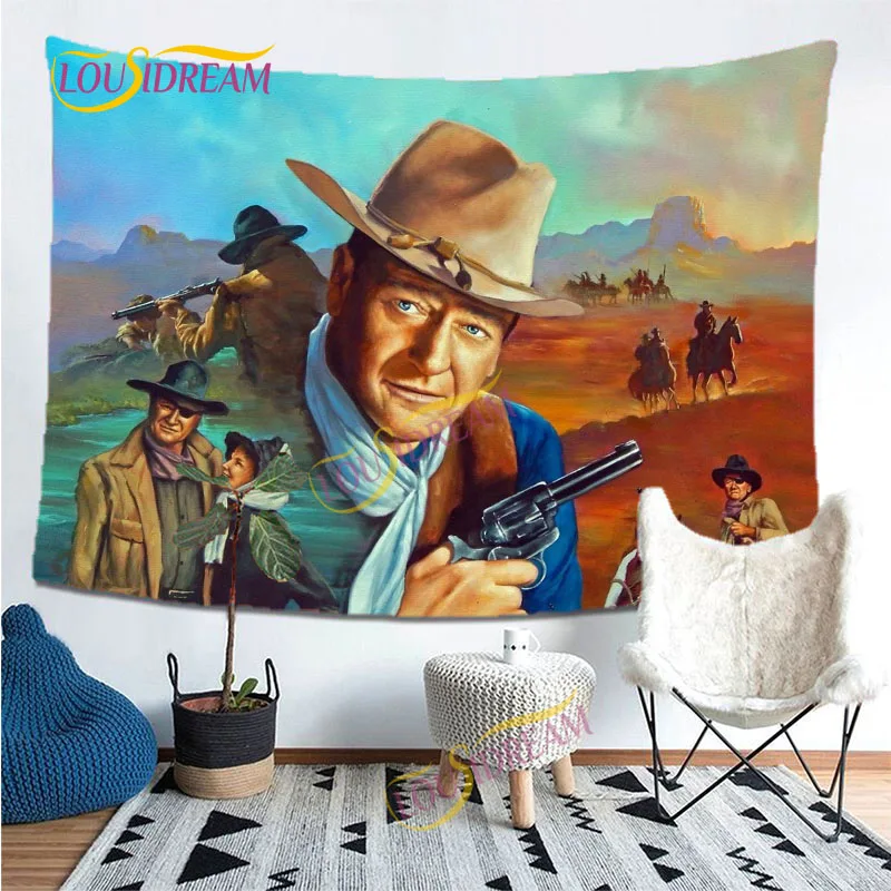 

3D famous cowboy actor John Wayne Tapestry Home Dormitory Room Decoration Wall Hanging Hip Hop Bohemian psychedelic Tapestry