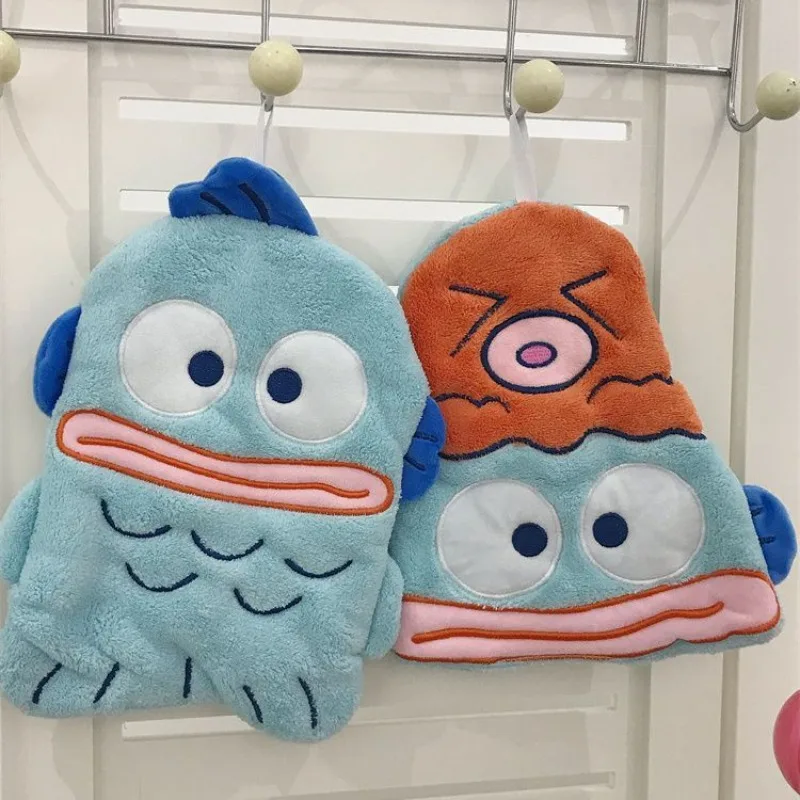 Sanrio Hangyodon Kawaii висящее полотенце из кораллового флиса с героями мультфильмов в