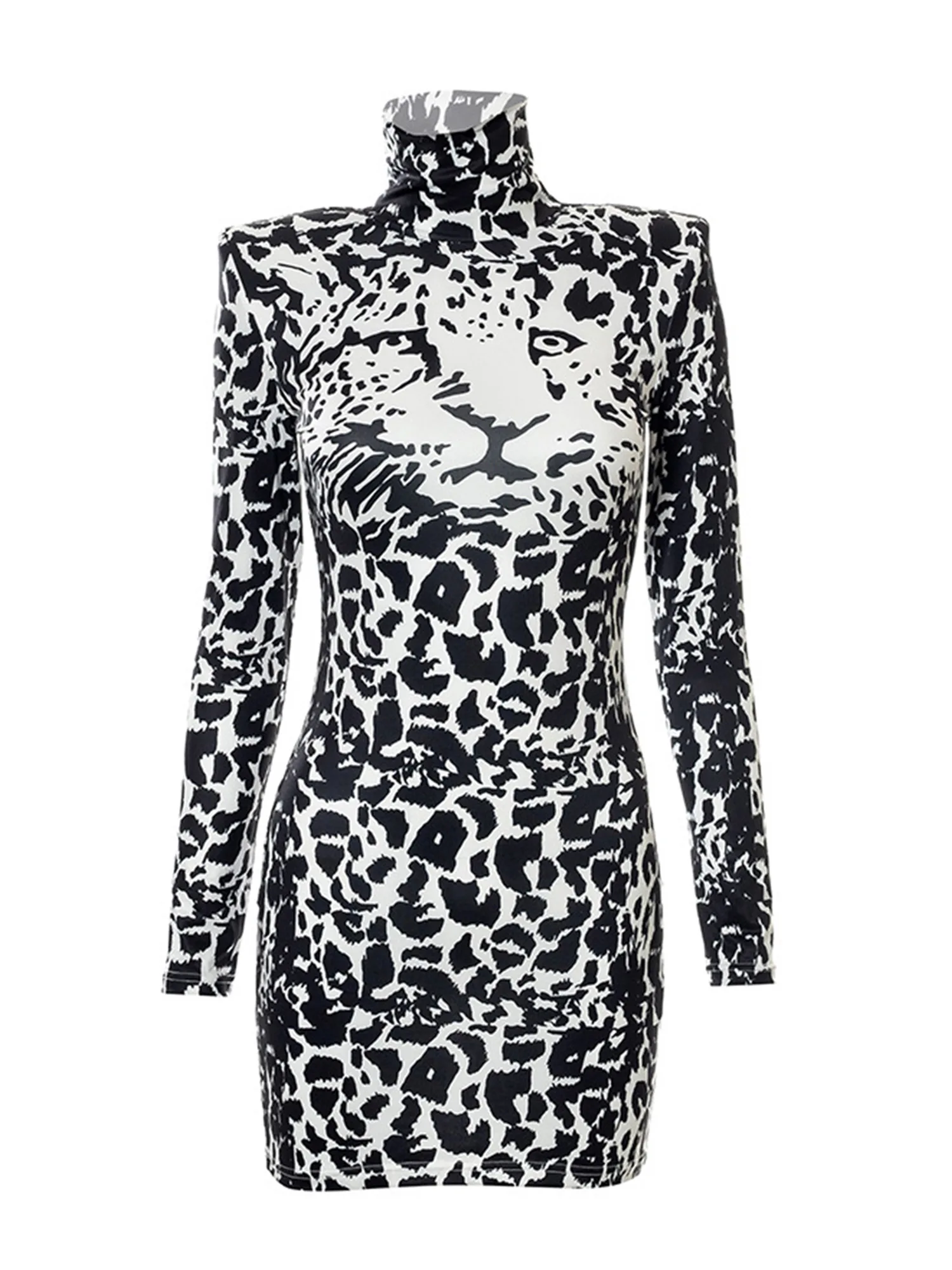 Женское облегающее платье миди с длинным рукавом и высоким воротом |