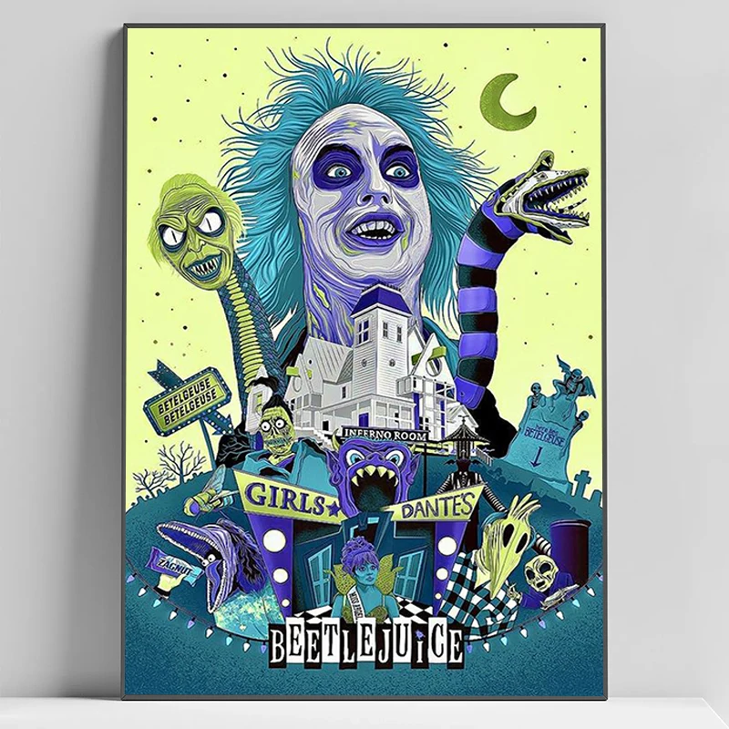 Classic Movie B-Beetlejuice Horror Comedy Vintage Tim Burton Film Poster Canvas Painting Wall Art Pictures Home Room Decor