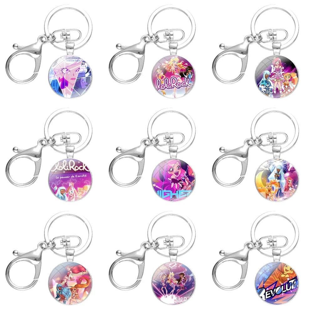 

Cartoon Fashion Creative Design france cartoon LoliRock Keychain Handmade Glass Cabochon Key Ring Holder Pendant Key Chains