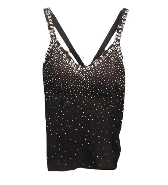 

women's sport camis femme sexy rhinestones camisole woman bling bling shiny gemstones tanks tops women yoga tops