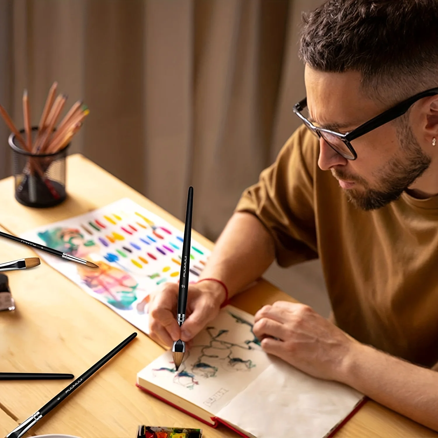 Kolinsky акварельные кисточки Set-9pcs профессиональные искусственные волосы для