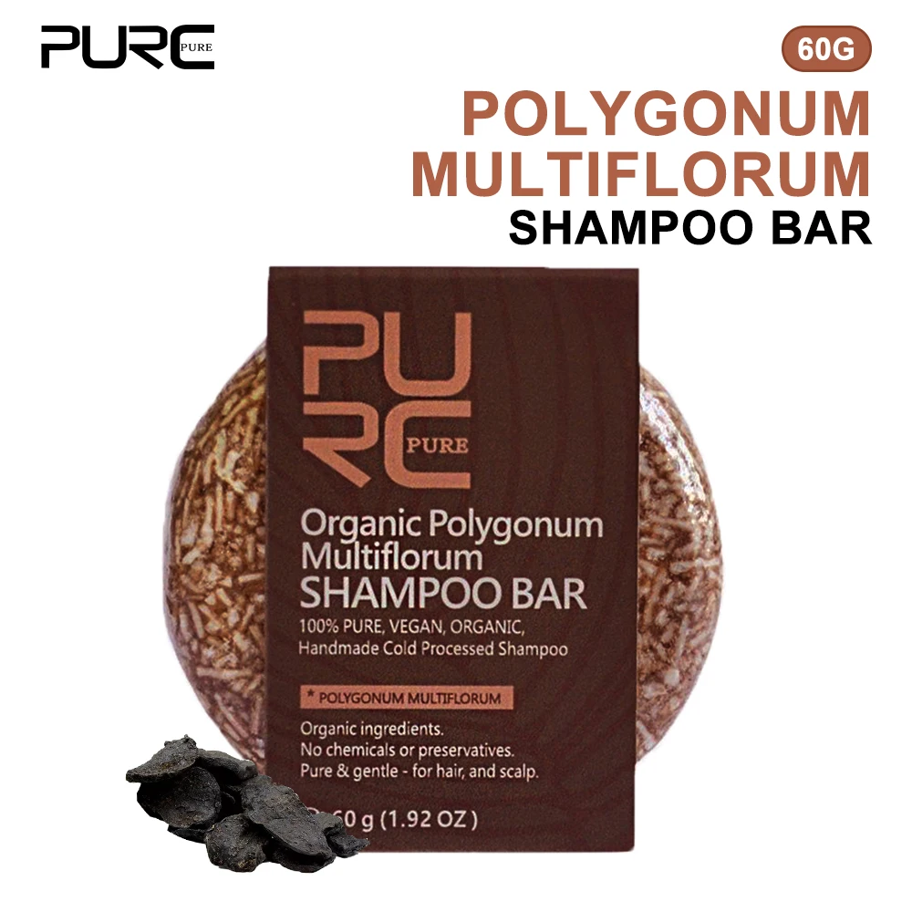 Шампунь PURC Polygonum Multiflorum мыло для предотвращения седых волос разглаживающий