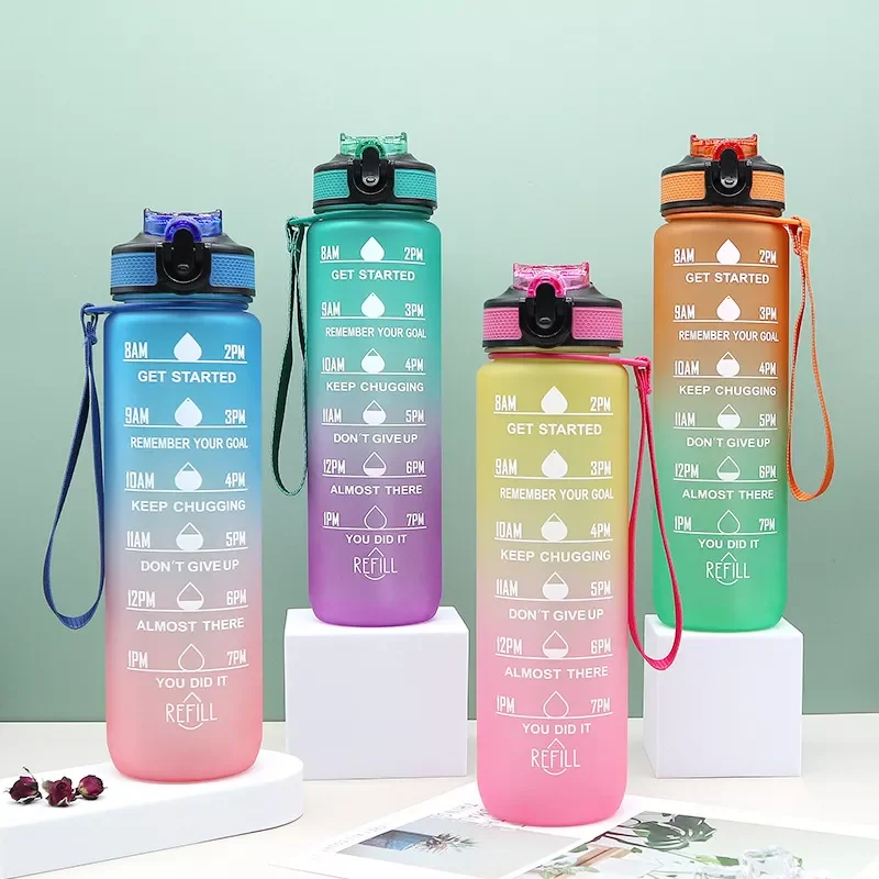 

New in Liter Water Bottle Motivational Sport Water Bottle Leakproof Drinking Bottles Outdoor Travel Gym Fitness Jugs For Kitchen