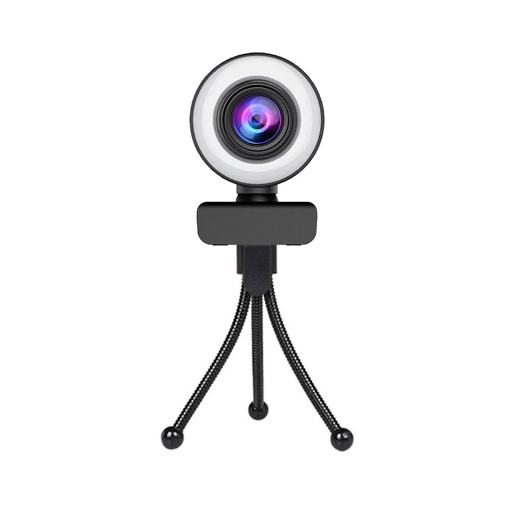 

2K Full HD Web Camera with Microphone LED Fill Light USB Web Cam Rotatable for PC Computer Laptop for Streaming Live