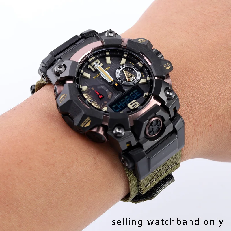 Фото Холщовый браслет для Casio G-SHOCK третьего поколения Big Mud King GWG-B1000, легко модифицируемый и наклеиваемый нейлоновый ремешок для часов, аксессуары №3