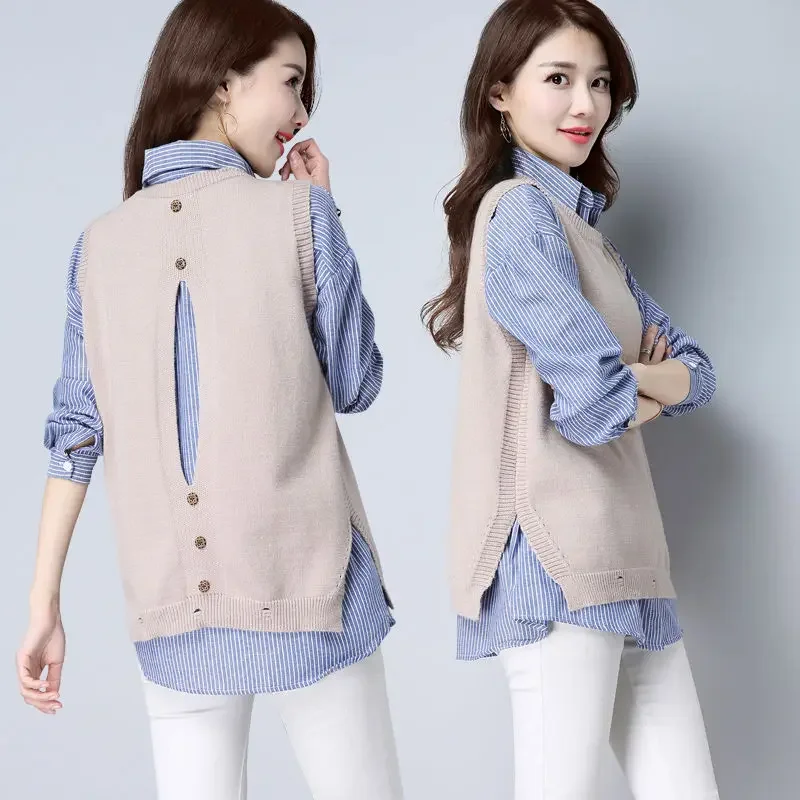 Женский свитер с капюшоном и разрезом жилет круглым вырезом пуловер женский