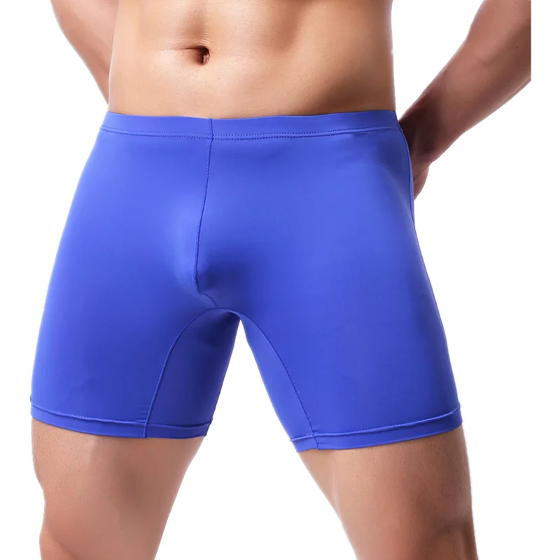 

Sexy Underwear Men Ice Silk Boxers Shorts Hombre Solid Panties Mid-waist U Convex Pouch Underpants Male Trunk Cueca Calzoncillo