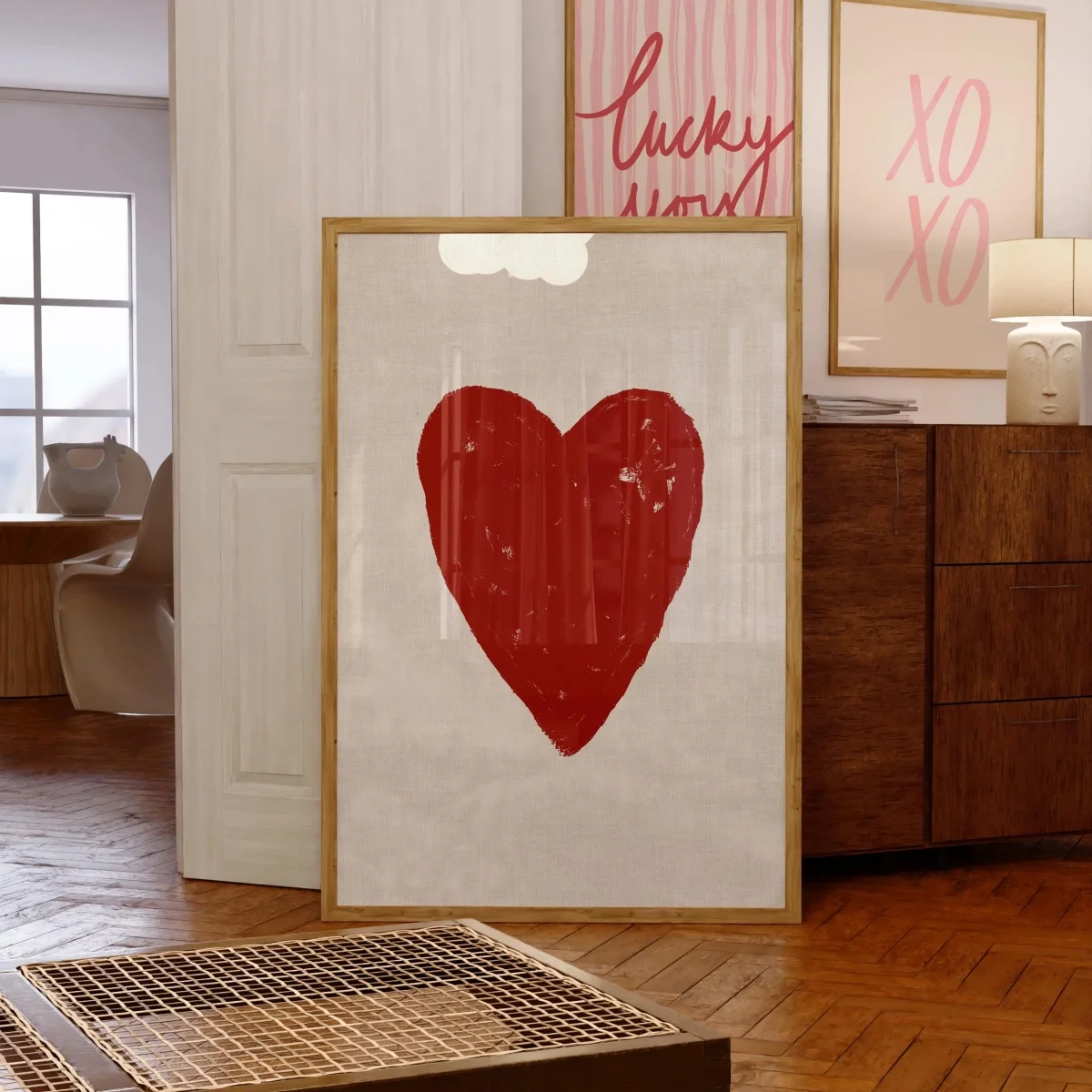 

Абстрактный Принт На Холсте «Love Actually All Around» — Дизайн С Сердечками, Декор Ко Дню Святого Валентина