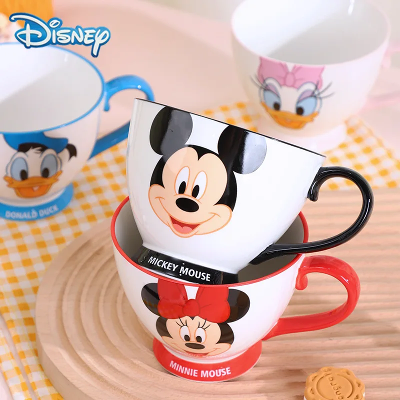 Mickey Minnie Cartoon Couple Mug Kawaii Anime Donald Duck Daisy Ceramic Large Capacity Water Cup Breakfast Milk Cups Birthday