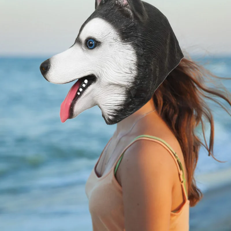 Маска с головой мультяшного Хаски животного для Хэллоуина головной убор собаки