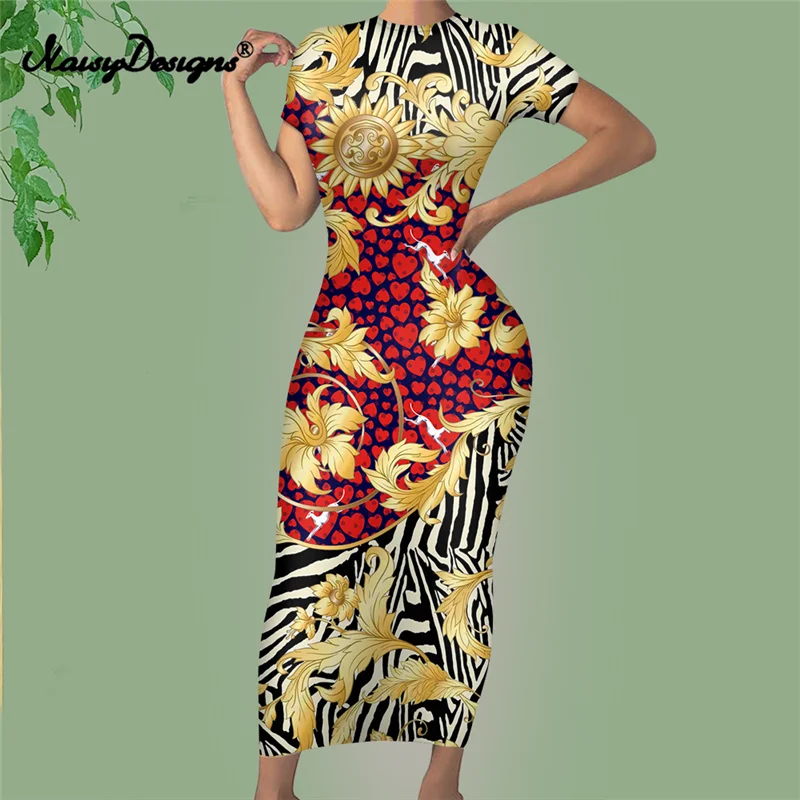 

Noisydesigns Red Greyhound Dog Prints Club Outfits For Women Bodycon Sexy Maxi Dress Party Evening Luxury Floral 2022 Summer 4XL