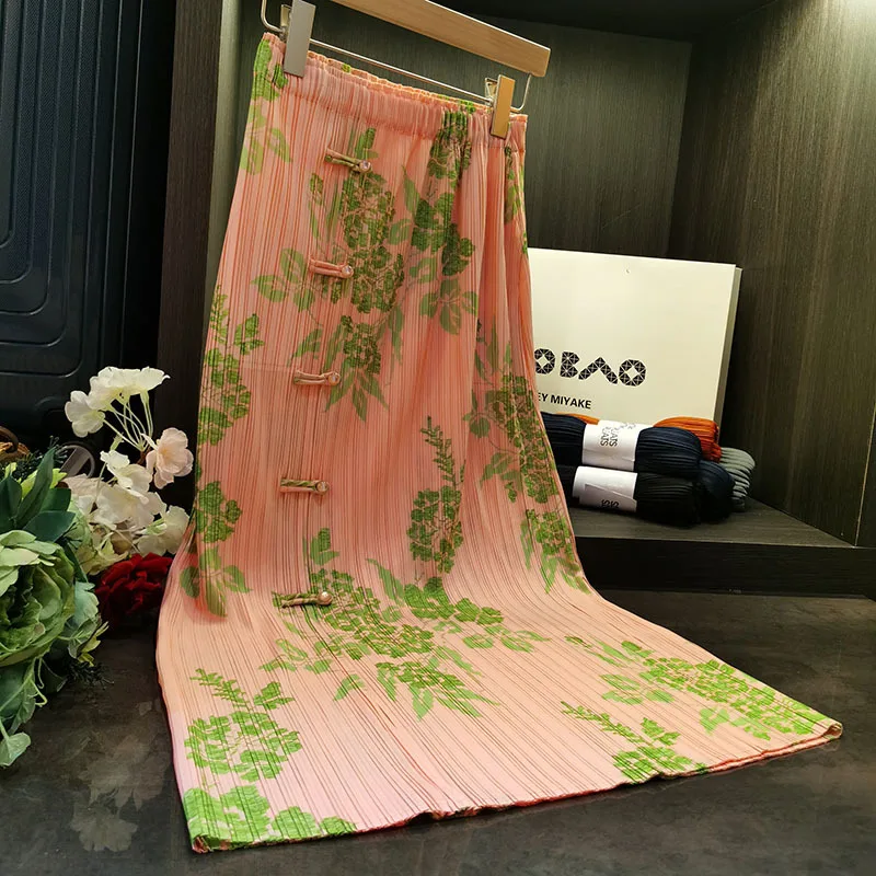 

Women's Skirts Korean Fashion Miyake Pleat Print Side Splitting Casual Office Lady Skirt Summer Elegant 2023 Aesthetic Clothing