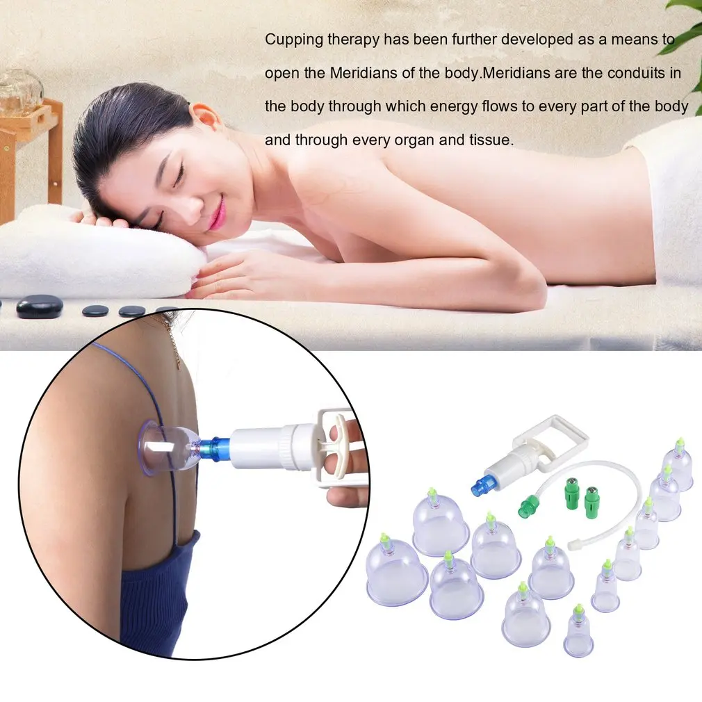 12pcs/set Chinese Health Care Medical Vacuum Body Cupping Therapy Cups Massage Relaxation Healthy Message Set Safe | Дом и сад