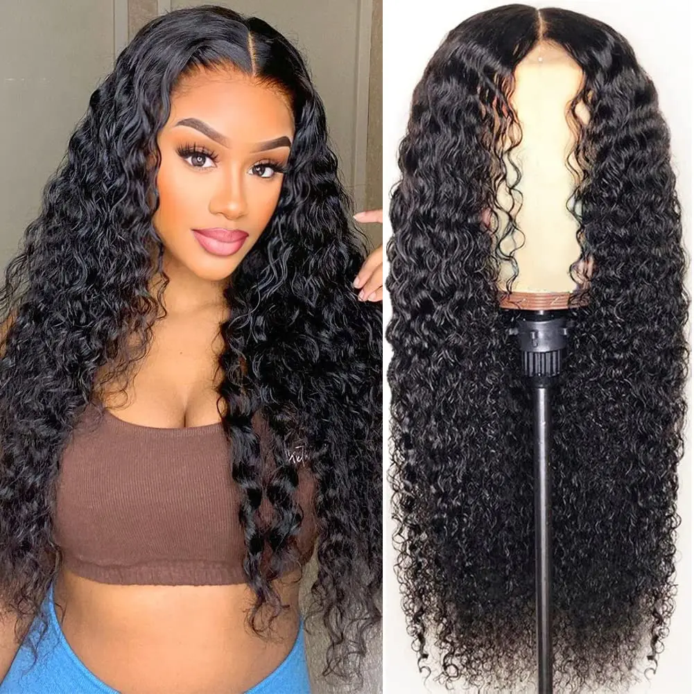 13X3 Curly Lace Front Synthetic Wig Natural Black Highlighted Lace Frontal Wig Pre Plucked Natural Hairline Afro Curly Wig